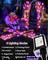 Halloween Decorations Outdoor Skeleton, Realistic Skull 5 Piece Set with 128 LED Lights Graveyard Bone, Glowing Stakes with Limbs for Yard Lawn Garden Party Decor (Orange & Purple)